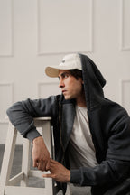 ND CITY™ Grey Acid Washed Relaxed Fit Zipper Hoodie