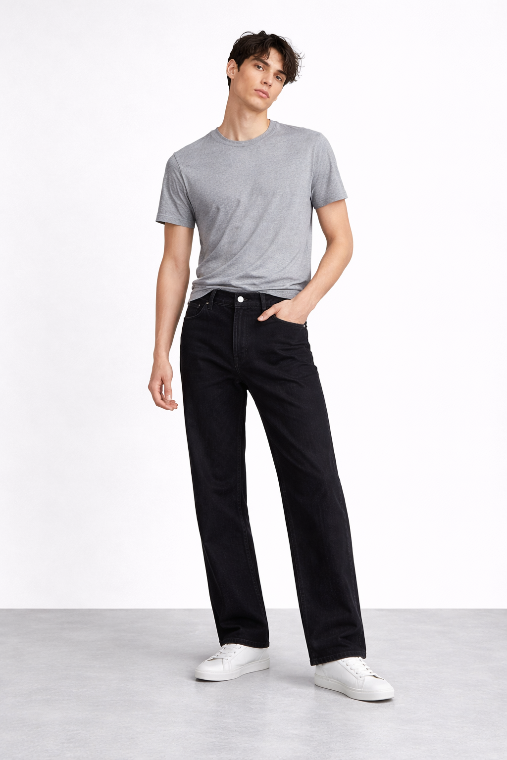 ND CITY™ Charcoal Mid Washed Baggy Fit Denim Jeans