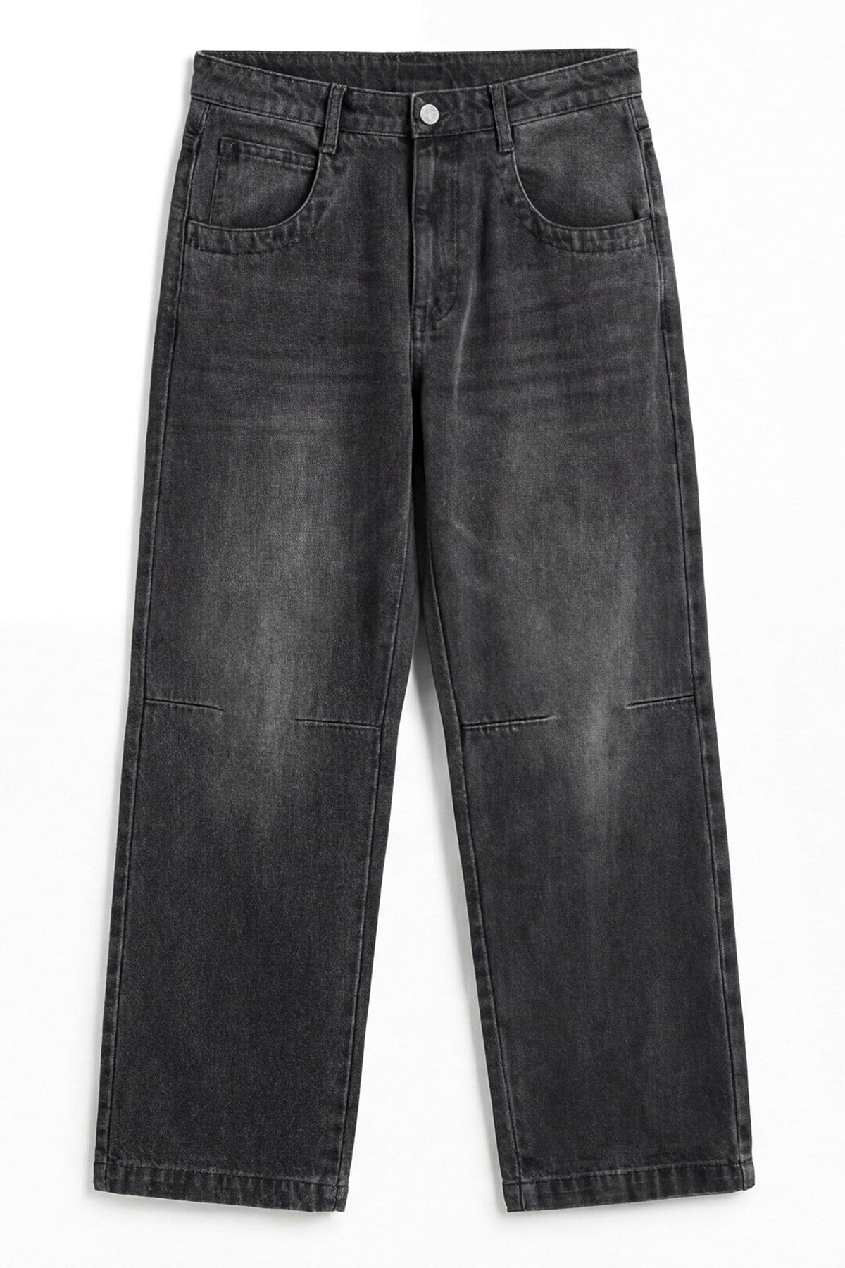 ND CITY™ Grey Mid Washed Baggy Fit Denim Jeans