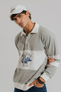 ND CITY™ Grey Panelled Oversized Graphic Rugby Polo