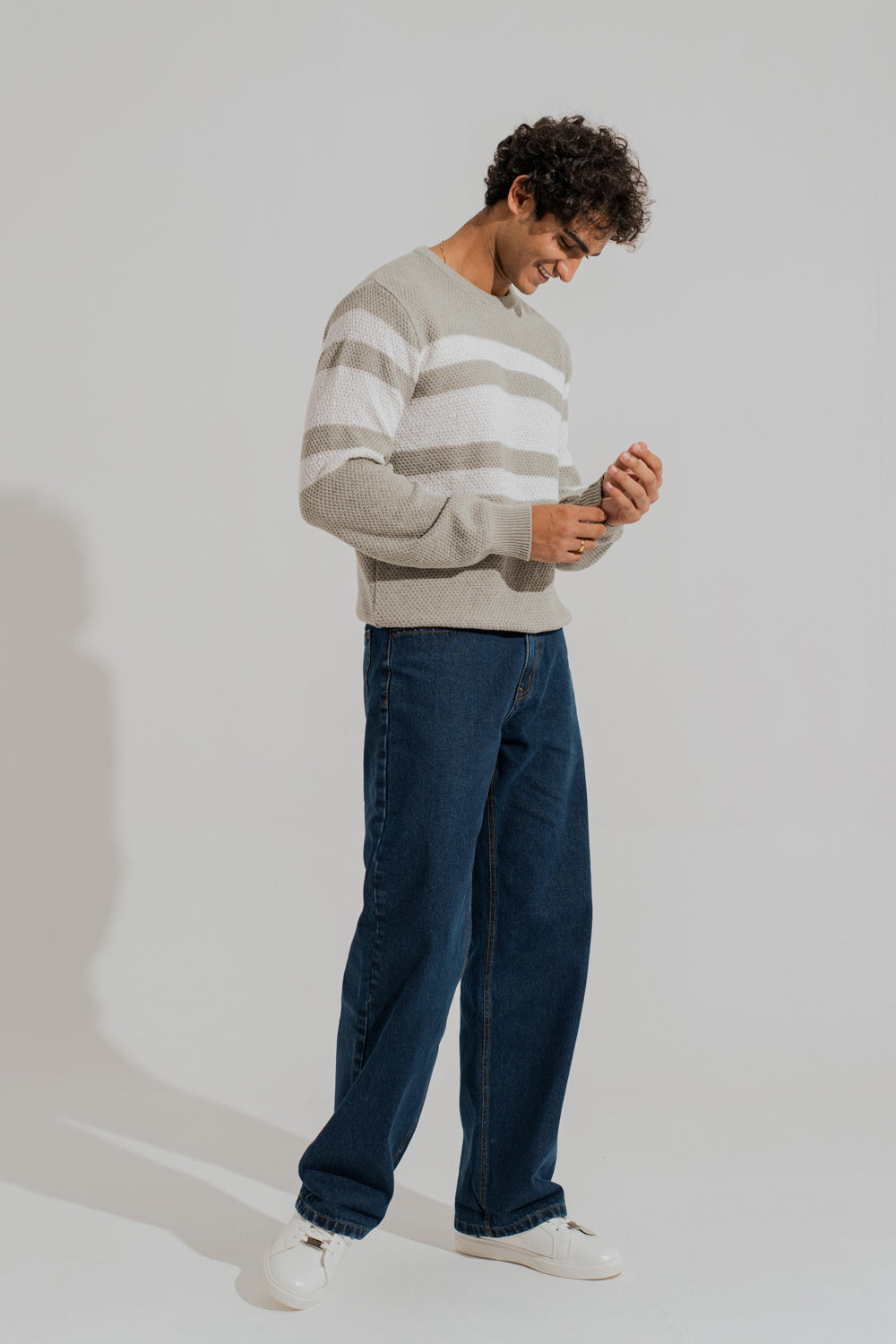 ND CITY™ Grey & White Relaxed Fit Sweater