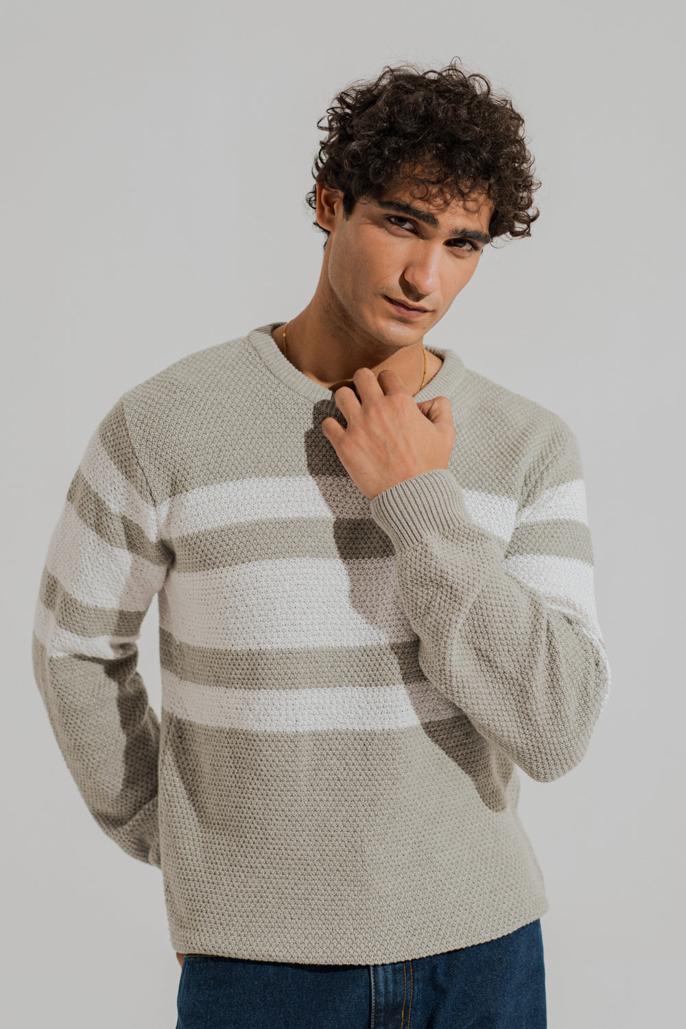ND CITY™ Grey & White Relaxed Fit Sweater