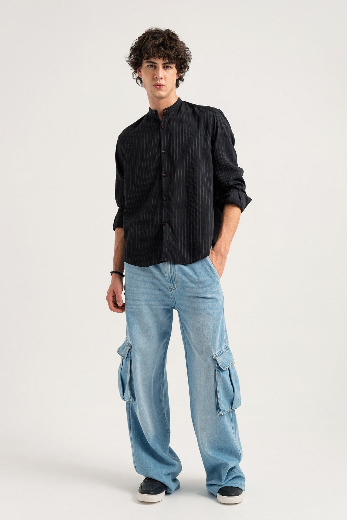 ND CITY™ Jet Black Regular Fit Cotton Shirt