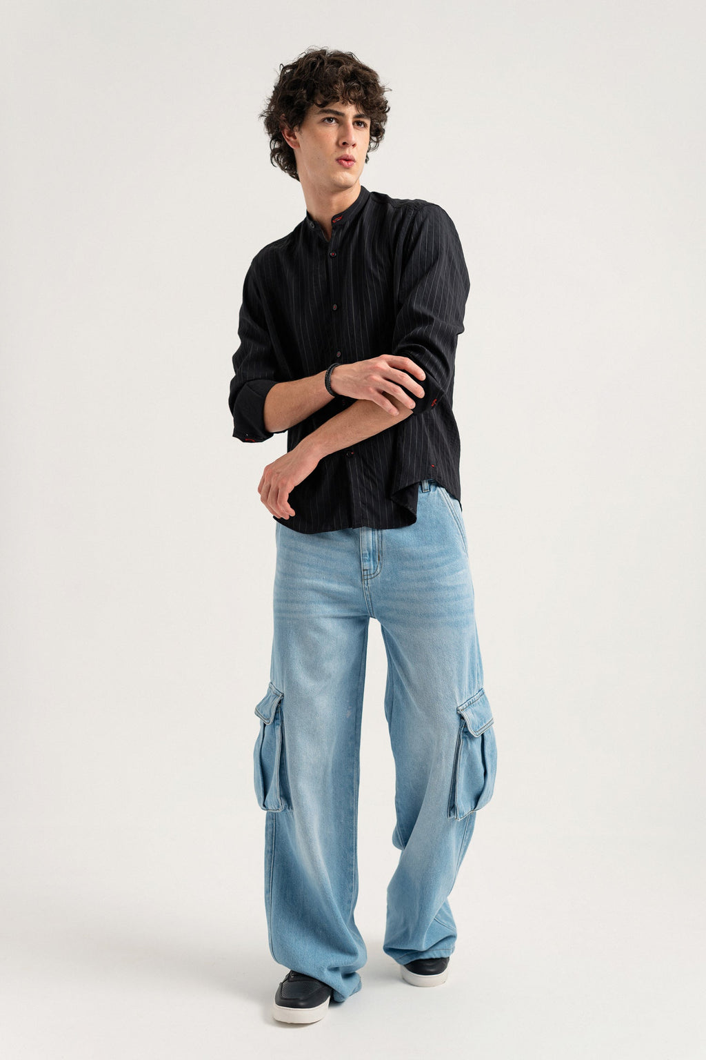 ND CITY™ Jet Black Regular Fit Cotton Shirt