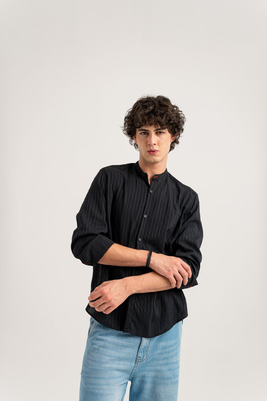 ND CITY™ Jet Black Regular Fit Cotton Shirt