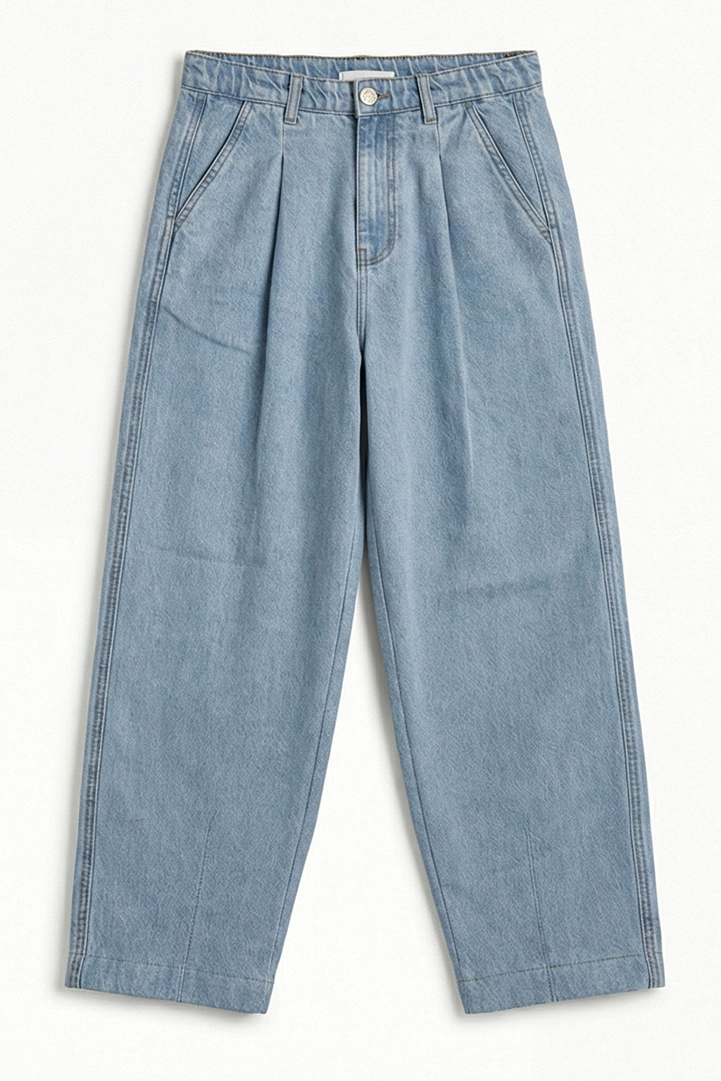 ND CITY™ Light Blue Pleated Loose Fit Denim Jeans