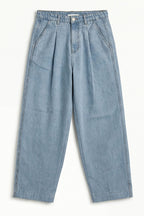 ND CITY™ Light Blue Pleated Loose Fit Denim Jeans