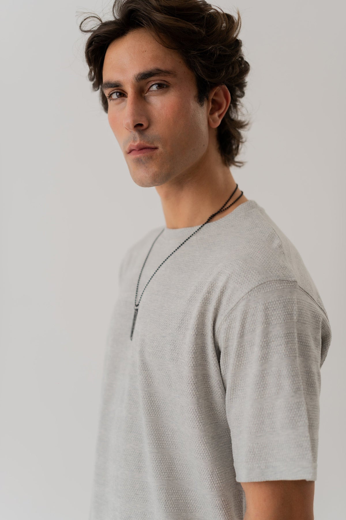 ND CITY™ Light Grey Regular Fit Textured T-Shirt