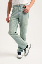 ND CITY™ Mid Blue Regular Fit Chambray Trousers