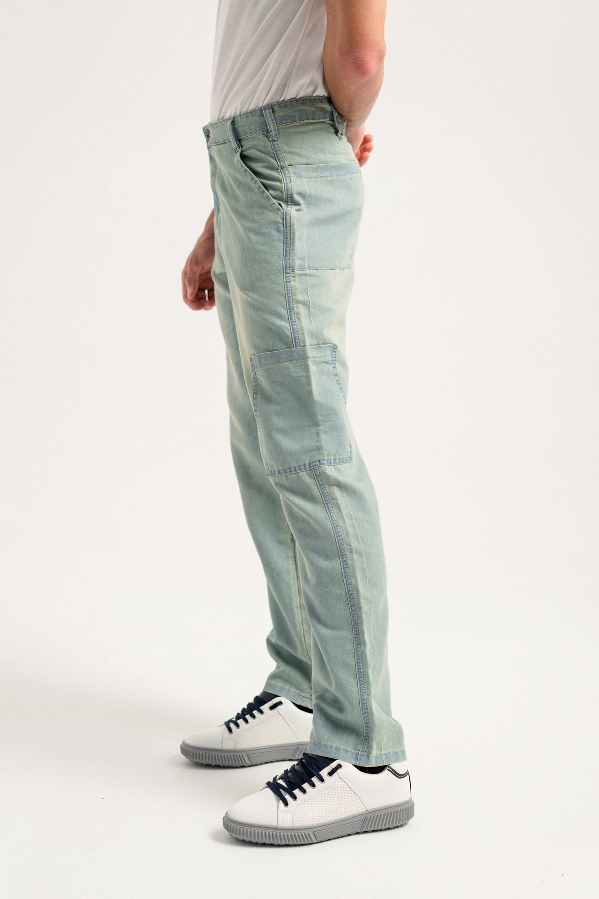 ND CITY™ Mid Blue Regular Fit Chambray Trousers