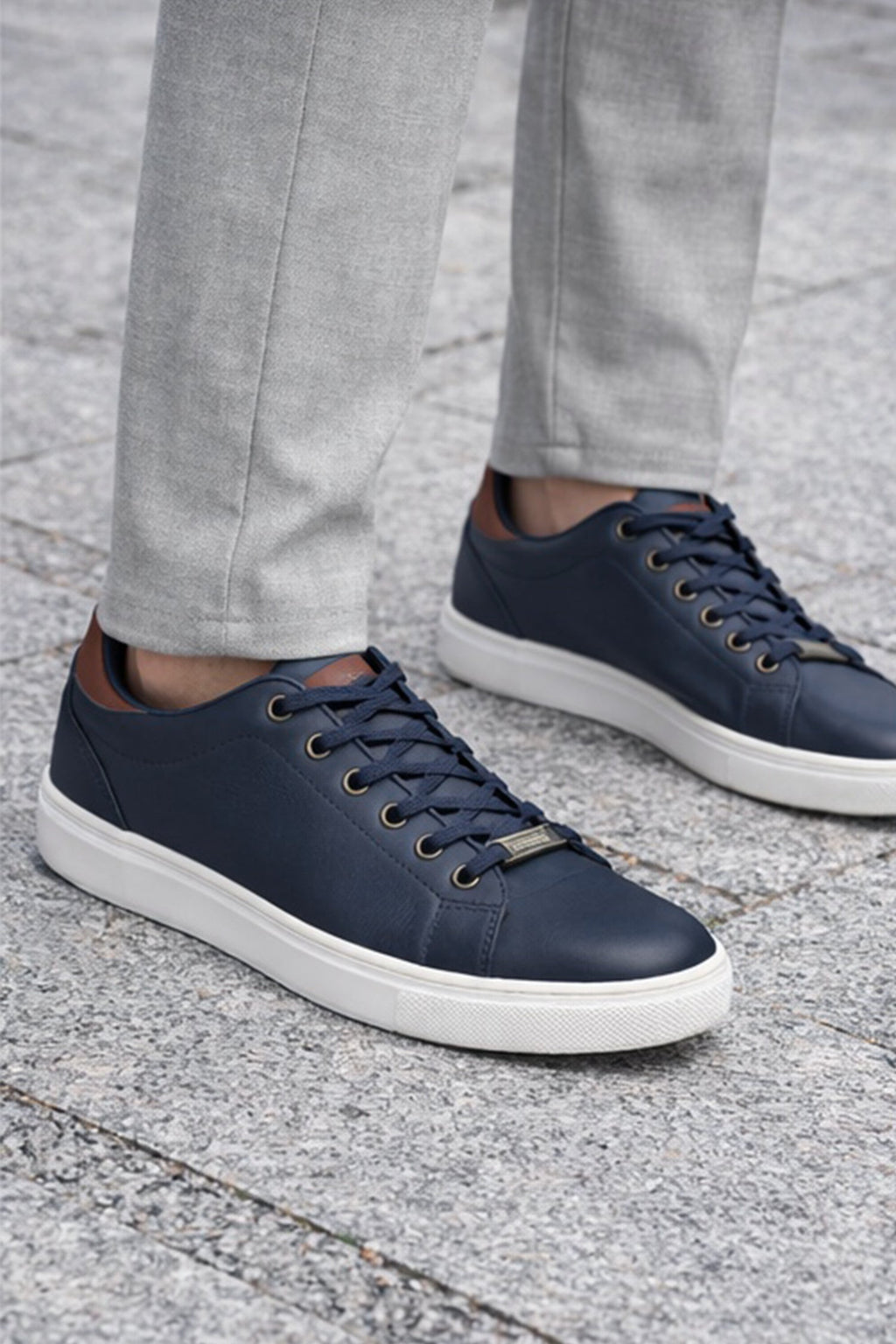 ND CITY™ Navy Suede Low Top Trainers