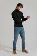 ND CITY™ Black Slim Fit High Neck Sweater