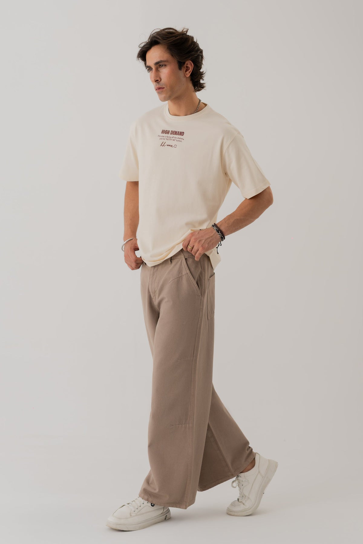 ND CITY™ Stone Grey Straight Fit Twill Trousers