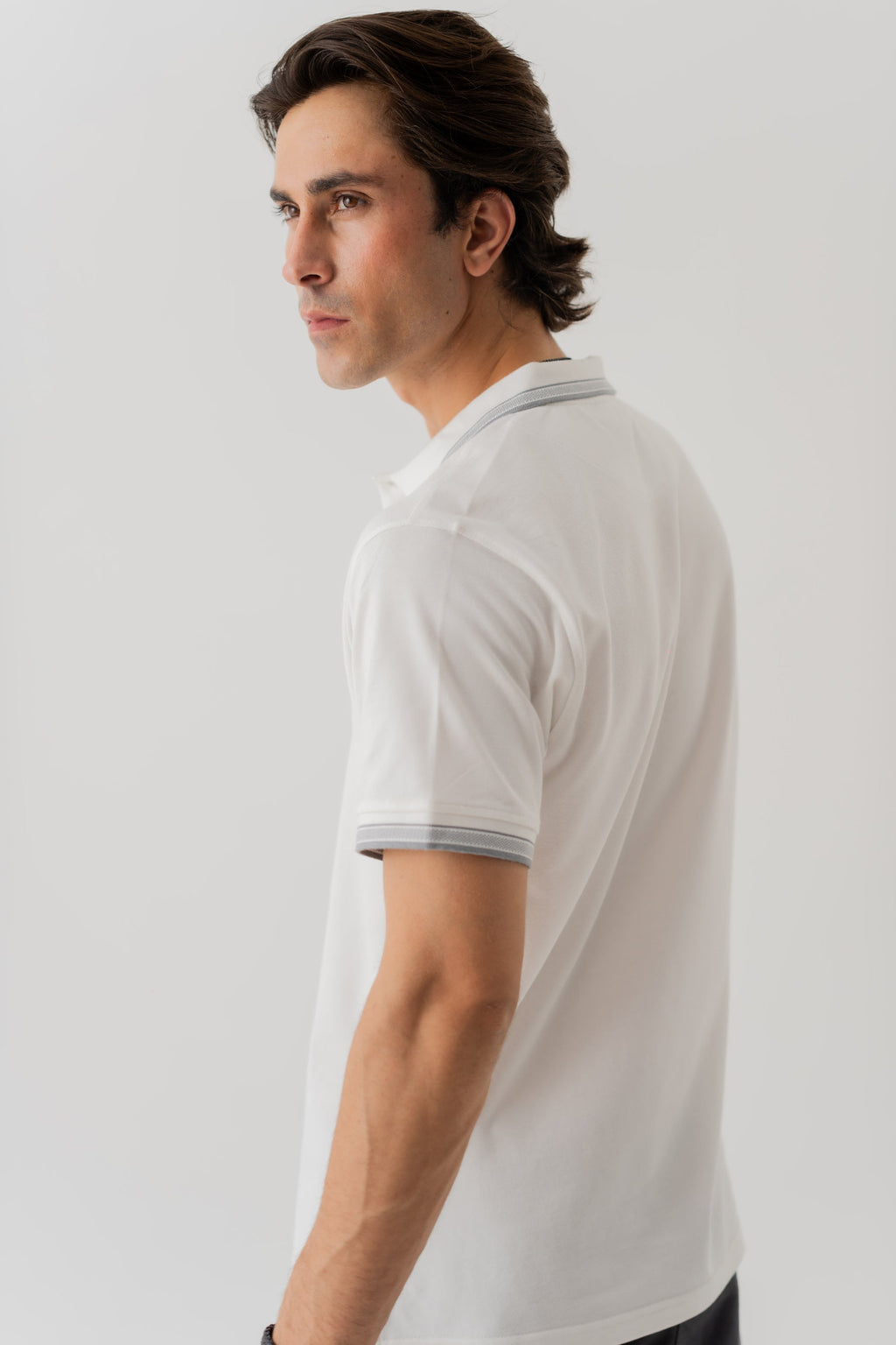 ND CITY™ White Polo With Contrast Collar Detail
