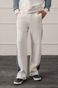 ND CITY™ White Straight Fit Panelled Sweatpants