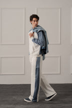 ND CITY™ White Straight Fit Panelled Sweatpants